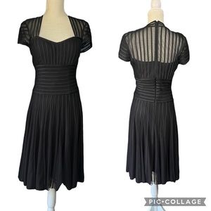 js collection black sheer mesh classy short sleeve elegant little black dress